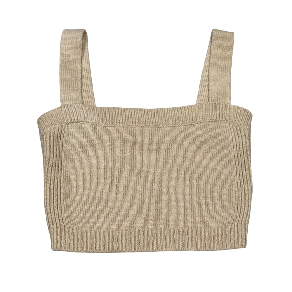 A.L.C. Cream Ribbed Knit Square Neck‎ Cashmere Blend  sweater Tank Top Sweater M